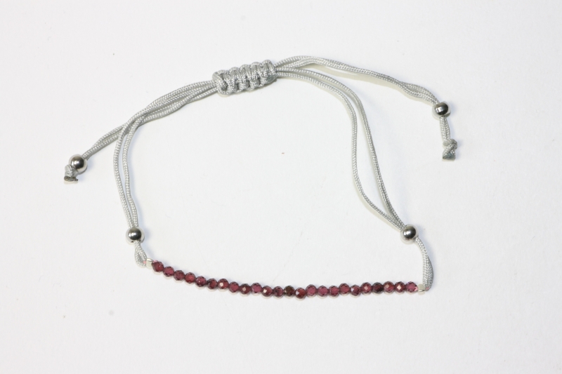 Garnet pullstring bracelet fac. approx. 2mm/6+21cm