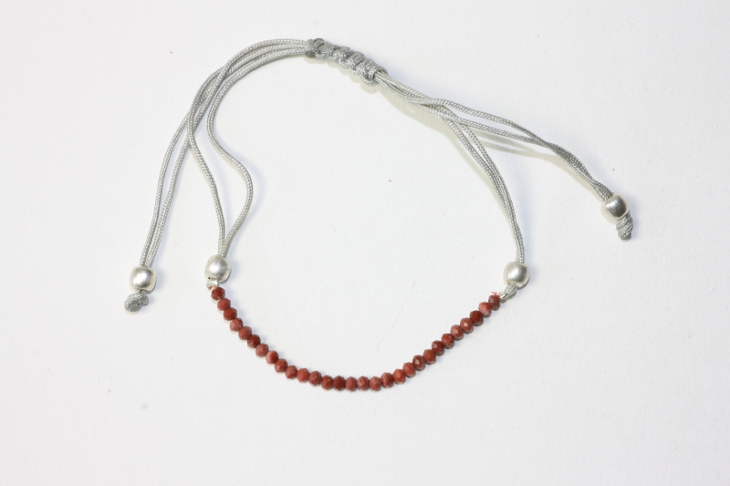 red jasper pullstring bracelet fac. approx. 2mm/6+21cm