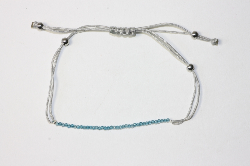 Blau-Topas Pullstring-Armband fac. ca.2mm/6+21cm