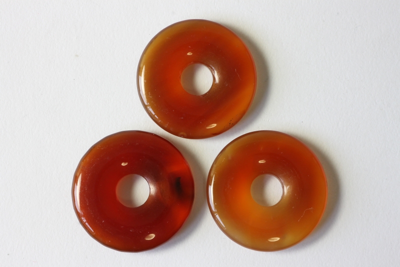 Set of 3 carnelian 30mm donuts