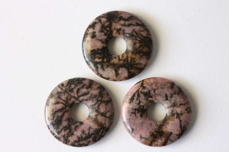 3erSet Rhodonit 30mm Donuts