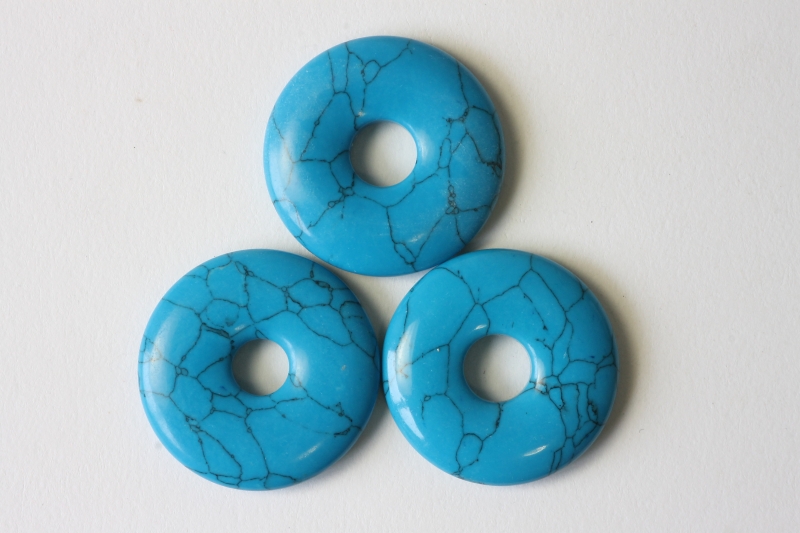 Set of 3 turquoise rec. 30mm donuts