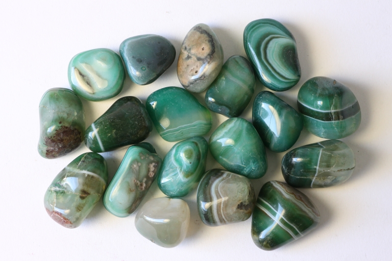 0.5kg striped agate green tumbled stones, Brazil