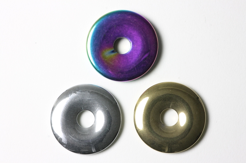 Set of 3 Hematin 30mm donuts colored