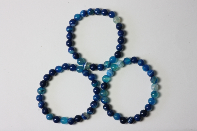 Striped Agate blue Ball Bracelet 8 mm