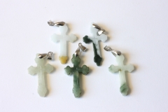 Set of 5 jadeite/jade cross pendants / eyelet Burma
