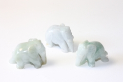 Set of 3 elephants approx. 35x25mm jadeite/jade Burma