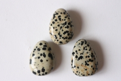 Set of 5 drilled Dalmatian jasper tumbled stones