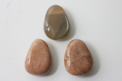 5erSet Mondstein orange Trommelstein gebohrt
