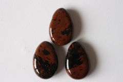 Set of 5 drilled mahogany obsidian tumbled stone