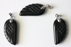 3pcs. Obsidian black pendant wings