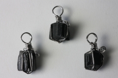 3pcs. black Tourmaline pendant crystal in wire