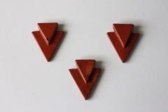 Set of 3 double triangle pendants, red jasper