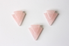 Set of 3 double triangle pendants, rose quartz