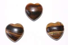 Set of 3 hearts 30mm drilled tigers eye