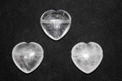3erSet Herz 30mm gebohrt Bergkristall