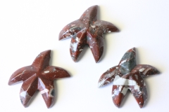 Set of 3 starfish for leather strap Breccia jasper