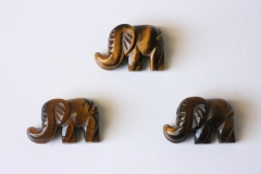 Set of 3 elephants for leather strap, tigers eye small