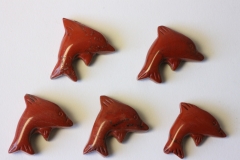 Set of 5 dolphin drilled red jasper