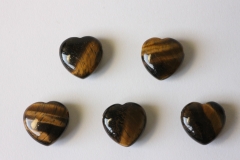 Set of 5 hearts drilled tigers eye