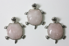 3pcs. Rose quartz turtle pendant