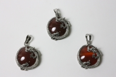 3pcs. Carnelian dragon pendant button