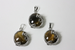 3pcs. Tiger Eye Dragon Pendant Button