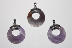 3pcs. Amethyst donut pendant