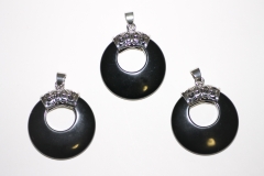 3St. Obsidian schwarz Donut-Anhänger
