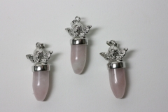 3pcs. Rose quartz angel pendant pendulum