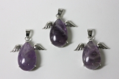 3pcs. Amethyst angel pendant