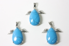 3pcs. Turquoise rec. Angel pendant