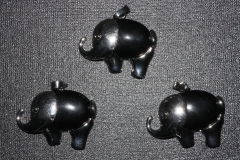 3St. Obsidian schwarz Anhänger Elefant / flach