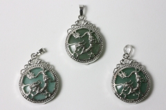 3pcs. Aventurine dragon pendant round