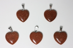 10pcs. Heart pendant 20mm gold sandstone synthetic