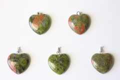 10pcs. Heart pendant 20mm unakite