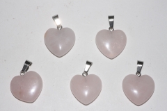 10pcs. Heart pendant 20mm rose quartz