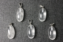 Set of 5 rock crystal tumbled stones with eyelet