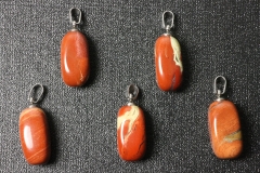 Set of 5 red jasper tumbled stones with eyelet