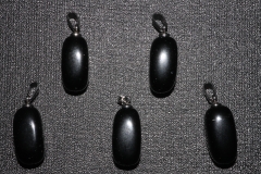 Set of 5 obsidian black tumbled stone with eyelet