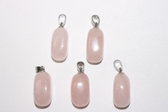 Set of 5 rose quartz tumbled stones with eyelet