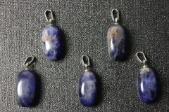 Set of 5 sodalite tumbled stones with eyelet