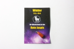 10erSet Sternzeichenkarte m. roter Jaspis-Anhänger / Widder