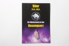 10erSet Sternzeichenkarte m. Rosenquarz-Anhänger / Stier