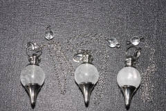 Set of 3 rock crystal ball pendulums Indian