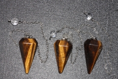 Set of 3 hexagonal tiger eye pendulums