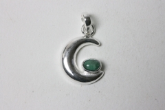 Emerald pendant Moon approx. 16mm 925 silver