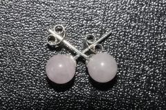 3 pairs of rose quartz earsticks bead 6mm Sterling-silver