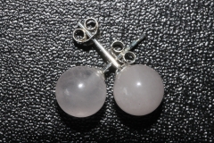 3 pairs of rose quartz earsticks bead 8 mm Sterling-silver