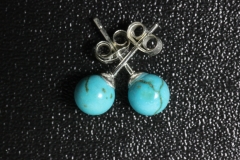 3 pairs of turquoise rec. earsticks bead 6mm Sterling-silver